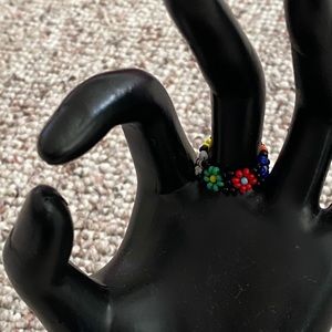 Tiny beaded ring flowers